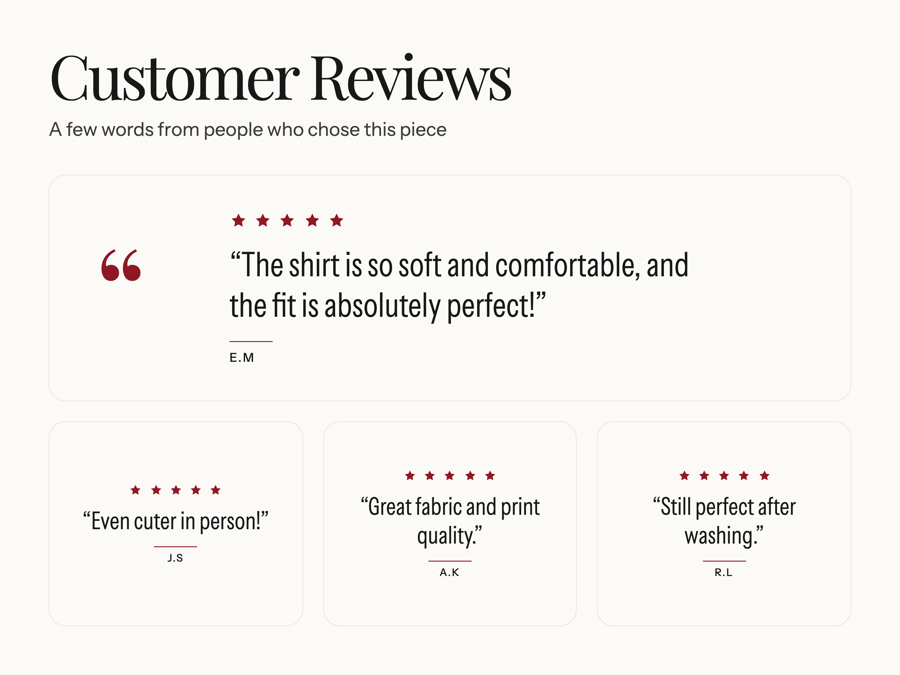 Customer reviews listing card