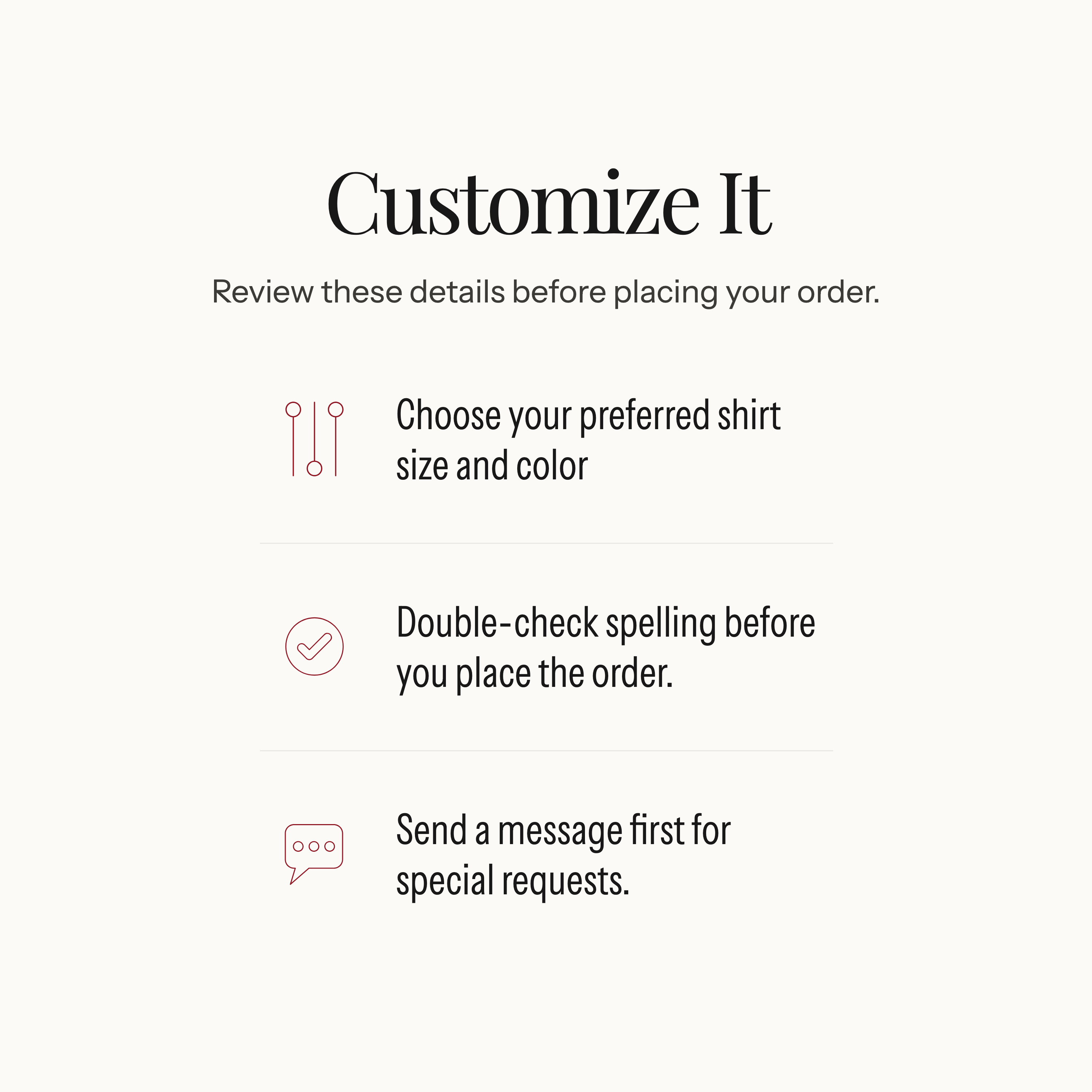 Order checklist listing card