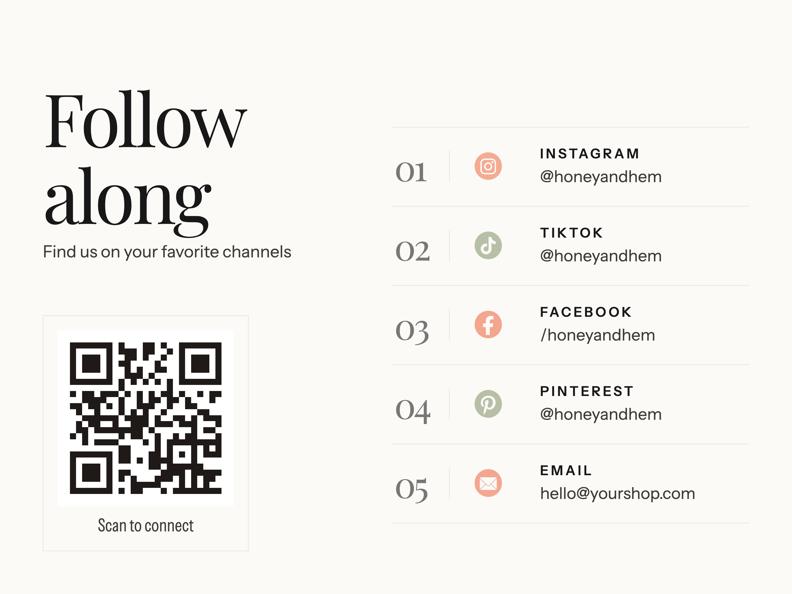 Social links listing card
